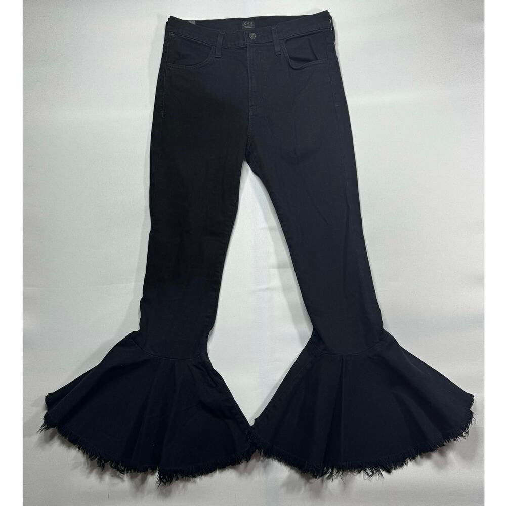 Citizens of Humanity Women's Drew Flounce Black Crop Flare Jeans -‎ 27 (28x26)*